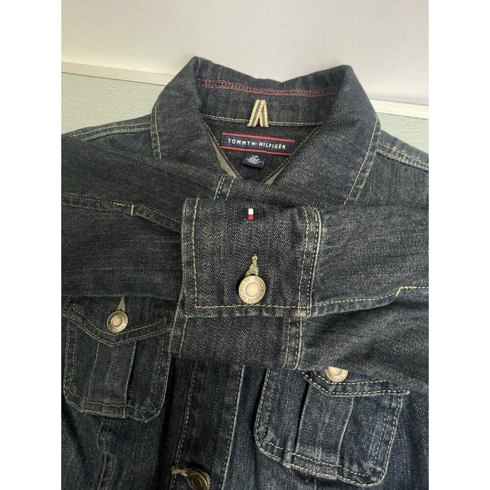 TOMMY HILFIGER Women’s Dark Denim Jean Jacket Size Small - Picture 5 of 14